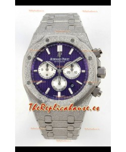 Reloj Royal Oak Chrono 26331, oro blanco esmerilado, esfera morada, superclon