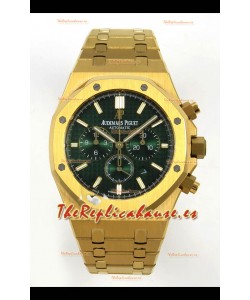 Reloj Royal Oak Chrono 26331 de oro amarillo con esfera verde, superclon