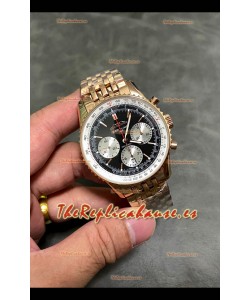 Reloj Breitling Navitimer B01 de 43 mm, oro rosa, esfera negra, superclon