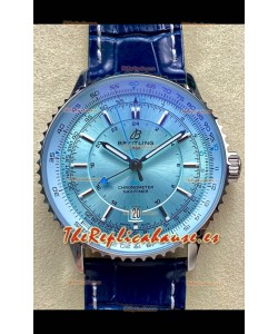 Reloj réplica suizo Breitling Navitimer 01 GMT con esfera azul hielo