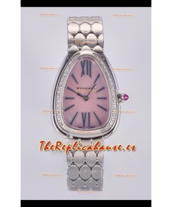 Reloj Superclon Serpenti Seduttori con esfera rosa perlada y caja de acero