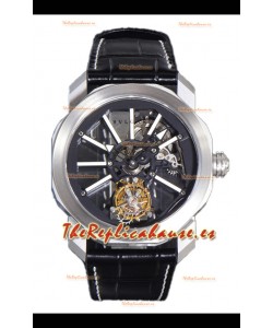 Reloj Bvlgari Octo Roma de titanio con marcadores de hora blancos, réplica perfecta