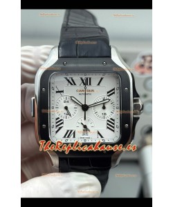 Reloj réplica suizo Cartier Santos XL con revestimiento DLC, esfera blanca y 43 mm