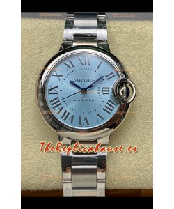 Reloj Ballon De Cartier automático con esfera azul hielo de 36 mm, réplica de alta calidad