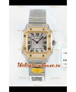 Reloj Cartier Santos Swiss Quartz de 27 mm, bicolor, superclone