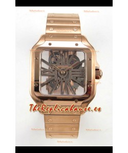 Reloj Cartier Santos Superclon con esfera esqueletizada en oro rosa
