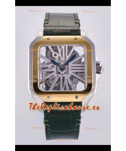 Reloj Santos De Cartier Superclon con esfera esqueletizada y caja bicolor