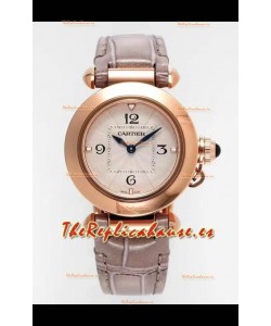 Reloj Pasha De Cartier con caja de oro rosa de 30 mm, réplica de alta calidad