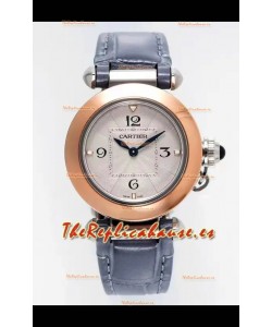 Reloj Pasha De Cartier con caja de oro rosa de 30 mm, réplica de alta calidad