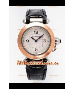 Reloj Pasha De Cartier con caja de oro rosa de 30 mm, réplica de alta calidad