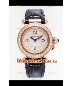 Reloj Pasha De Cartier con caja de oro rosa de 30 mm, réplica de alta calidad