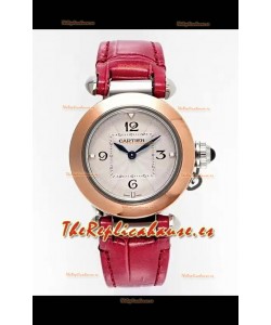 Reloj Pasha De Cartier con caja de oro rosa de 30 mm, réplica de alta calidad