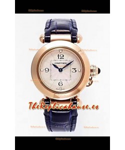 Reloj Pasha De Cartier con caja de oro rosa de 30 mm, réplica de alta calidad