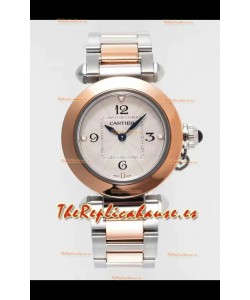 Reloj Pasha De Cartier con caja bicolor de 30 mm, réplica de alta calidad