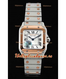 Reloj Cartier Santos Swiss Quartz de 27 mm, bicolor, superclone