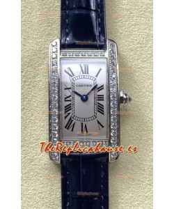 Reloj réplica suizo Cartier Tank Americaine de cuarzo suizo con caja de acero de 19 mm