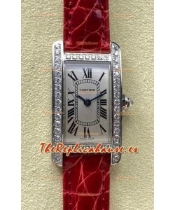 Reloj réplica suizo Cartier Tank Americaine de cuarzo suizo con caja de acero de 19 mm