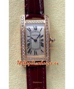 Reloj réplica Cartier Tank Americaine Suizo Quartz de 19 mm en oro rosa