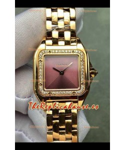 Reloj PANTHERE de Cartier de 22 mm con esfera roja y diamantes, réplica perfecta