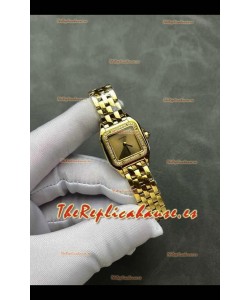 Reloj PANTHERE de Cartier de 22 mm con esfera dorada y diamantes, réplica perfecta
