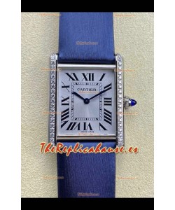 Reloj Cartier Tank Louis de 25 mm con movimiento de cuarzo suizo y correa azul