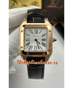 Reloj Cartier Santos Dumont de 27 mm, réplica súper original, con caja de oro rosa