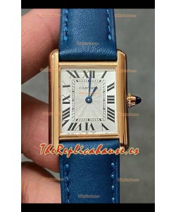 Reloj Cartier Tank Louis de 22 mm, cuarzo suizo, caja de oro y correa azul
