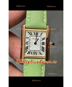 Reloj Cartier Tank Louis de 22 mm, cuarzo suizo, caja de oro y correa verde