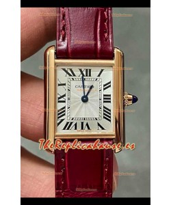 Reloj Cartier Tank Louis de 22 mm, cuarzo suizo, caja de oro y correa roja