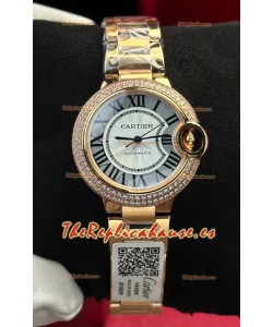 Reloj Ballon De Cartier automático de 33 mm, oro rosa, superclon
