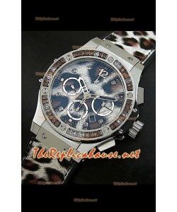 Hulbot Big Bang Edición Leopardo con estuche de acero inoxidable