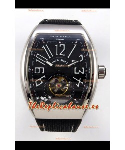 Reloj Franck Muller V45 Tourbillon de acero inoxidable con diamantes y correa de nailon, réplica perfecta