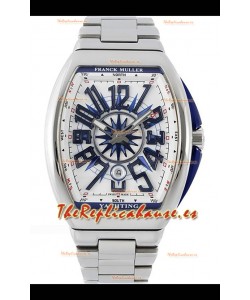Reloj réplica suizo Franck Muller Vanguard Yachting V45 de acero inoxidable con esfera blanca