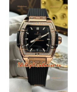 Reloj Hublot Spirit of Big Bang de oro rosa con esfera negra de 39 mm, superclon