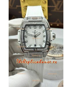 Reloj Hublot Spirit of Big Bang con caja de acero y esfera blanca de 39 mm, superclon