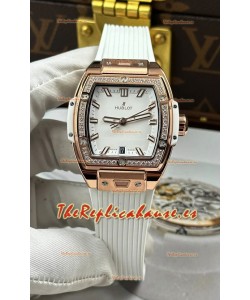 Reloj Hublot Spirit of Big Bang de oro rosa con esfera blanca de 39 mm, superclon