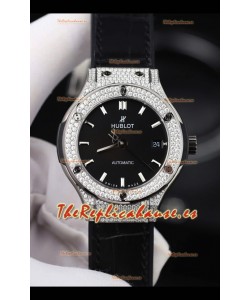 Reloj Hublot Classic Fusion Diamonds Esfera negra de acero 38 mm Superclon
