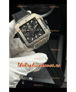 Reloj Hublot Square Bang Unico con caja de titanio y bisel de cerámica, superclon