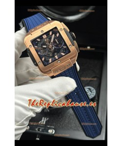 Reloj Hublot Square Bang Unico Caja azul oro rosa Superclon