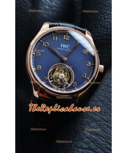 Reloj IWC Portuguese Tourbillon con esfera azul y oro rosa, superclon