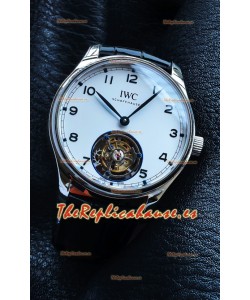 Reloj IWC Portuguese Tourbillon con caja de acero y esfera blanca, superclon