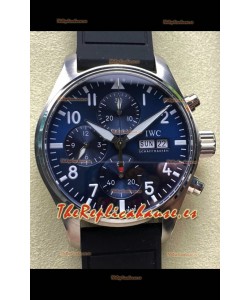 Reloj IWC PILOT'S Cronógrafo con esfera azul y correa de caucho, réplica perfecta