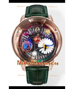 Reloj réplica suizo Jacob & CO Astronomia G-Dragon con correa verde y tourbillon en oro rosa