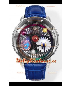 Reloj réplica suizo Jacob & CO Astronomia G-Dragon con caja de acero, correa azul y tourbillon
