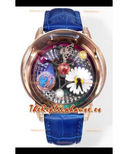 Reloj réplica suizo Jacob & CO Astronomia G-Dragon con correa azul y tourbillon en oro rosa