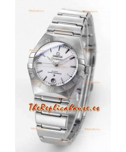 Reloj Omega Constellation automático de 29 mm con esfera blanca y acero inoxidable, superclon