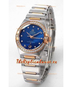 Reloj Omega Constellation 29MM bicolor oro rosa con esfera azul, automático, superclon