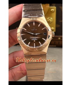 Reloj Omega Constellation Superclon de 38 mm con esfera marrón y oro rosa