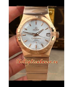 Reloj Omega Constellation Superclon de 38 mm con esfera de acero y oro rosa