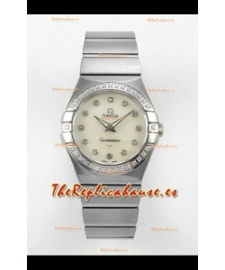 Reloj Omega Constellation de 28 mm con esfera perlada y movimiento de cuarzo, superclon